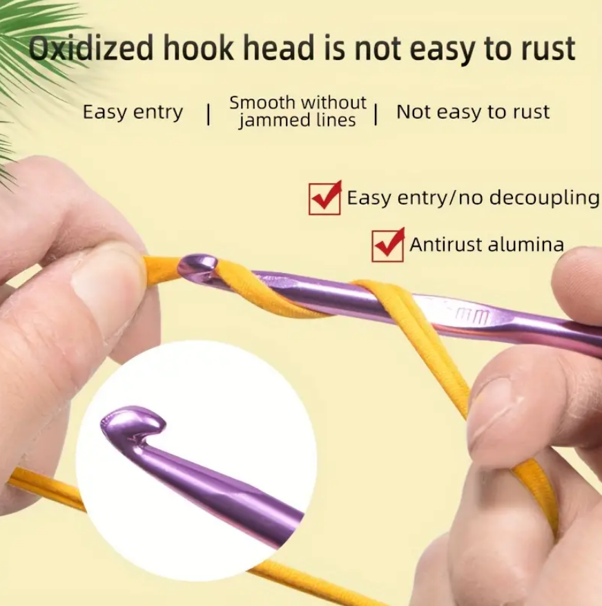 Set de crosetat, Zola®, 12 piese, marimi si culori diferite, de la 2 mm la 8 mm Set de crosetat, Zola®, 12 piese, marimi si culori diferite, de la 2 mm la 8 mm